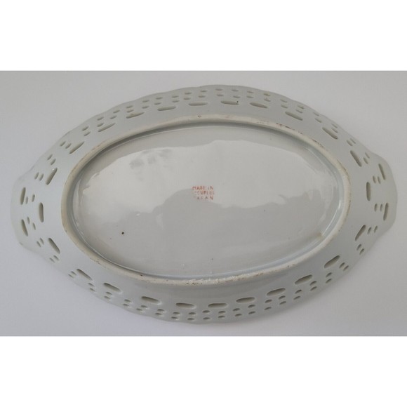 Vintage Made in Occupied Japan Porcelain Reticulated Candy Dish Bowl Gold Trim - Picture 2 of 2